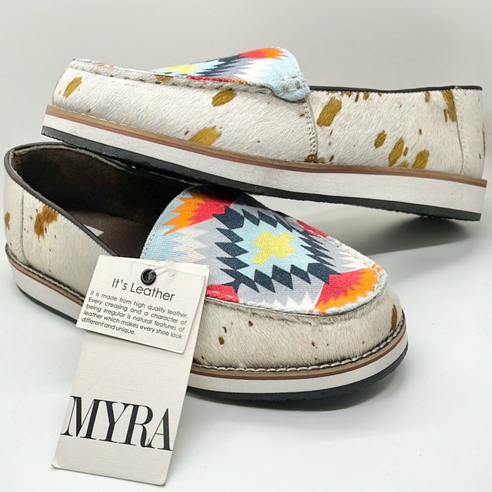 NEW Myra Bag Women's Effervescent Sneakers Southwestern Slip-On Sneakers Moc Toe